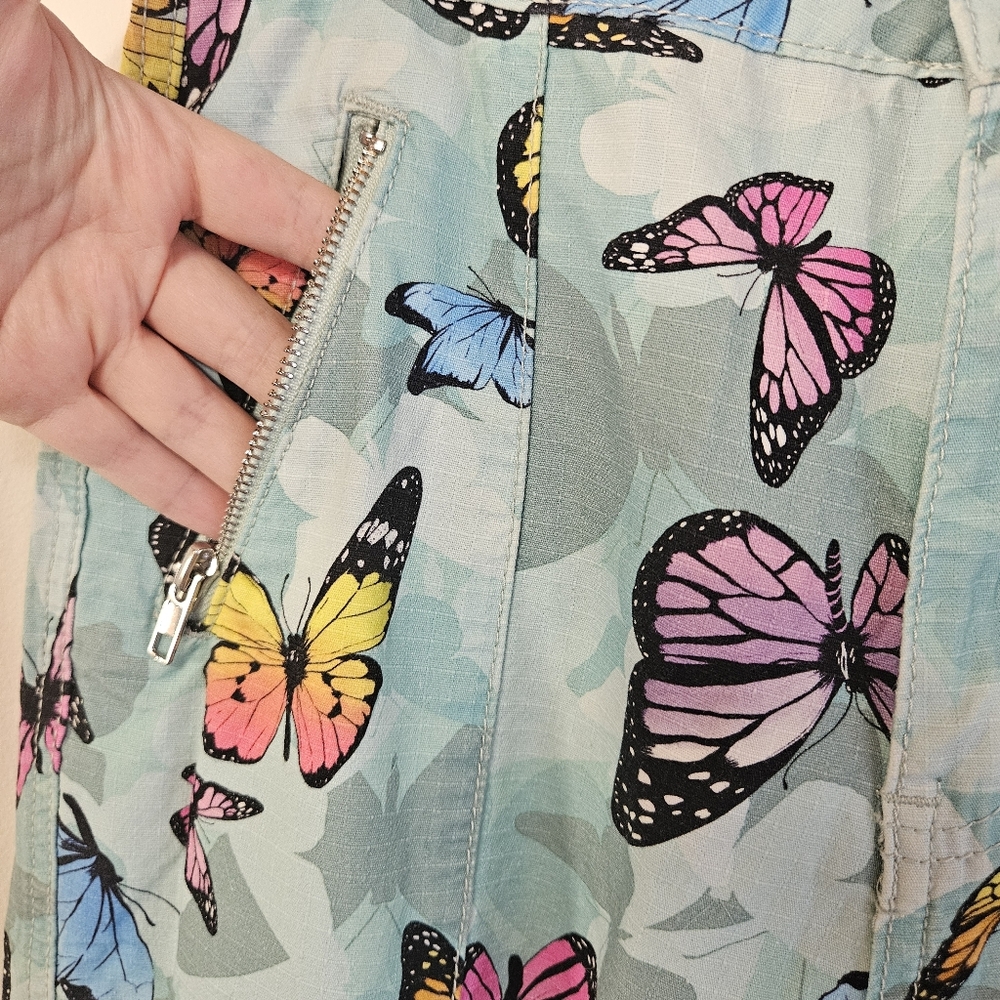 Delia’s Y2K Butterfly Parachute Cargo Pants Drawstring Hem Size S - Picture 4 of 8